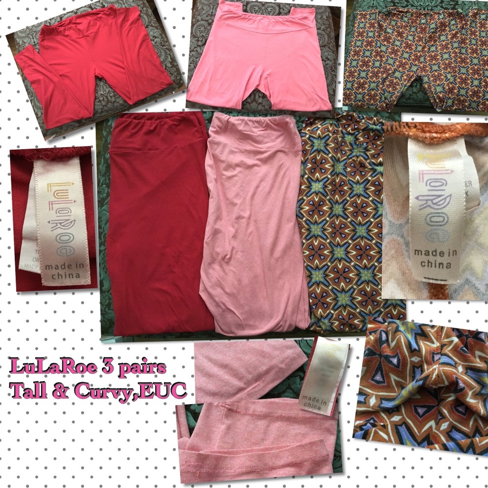 Lot of 3 pairs LuLaRoe Tall & Curvy leggings, EUC.